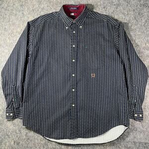 Vintage 90s Tommy Hilfiger Geometric Diamond Long Sleeve Shirt Men's Large Crest